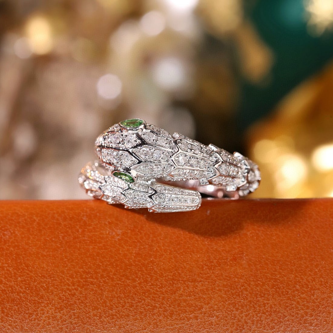 14k Gold 0.97 Ctw Natural Tsavorite & Diamond Ring - 2