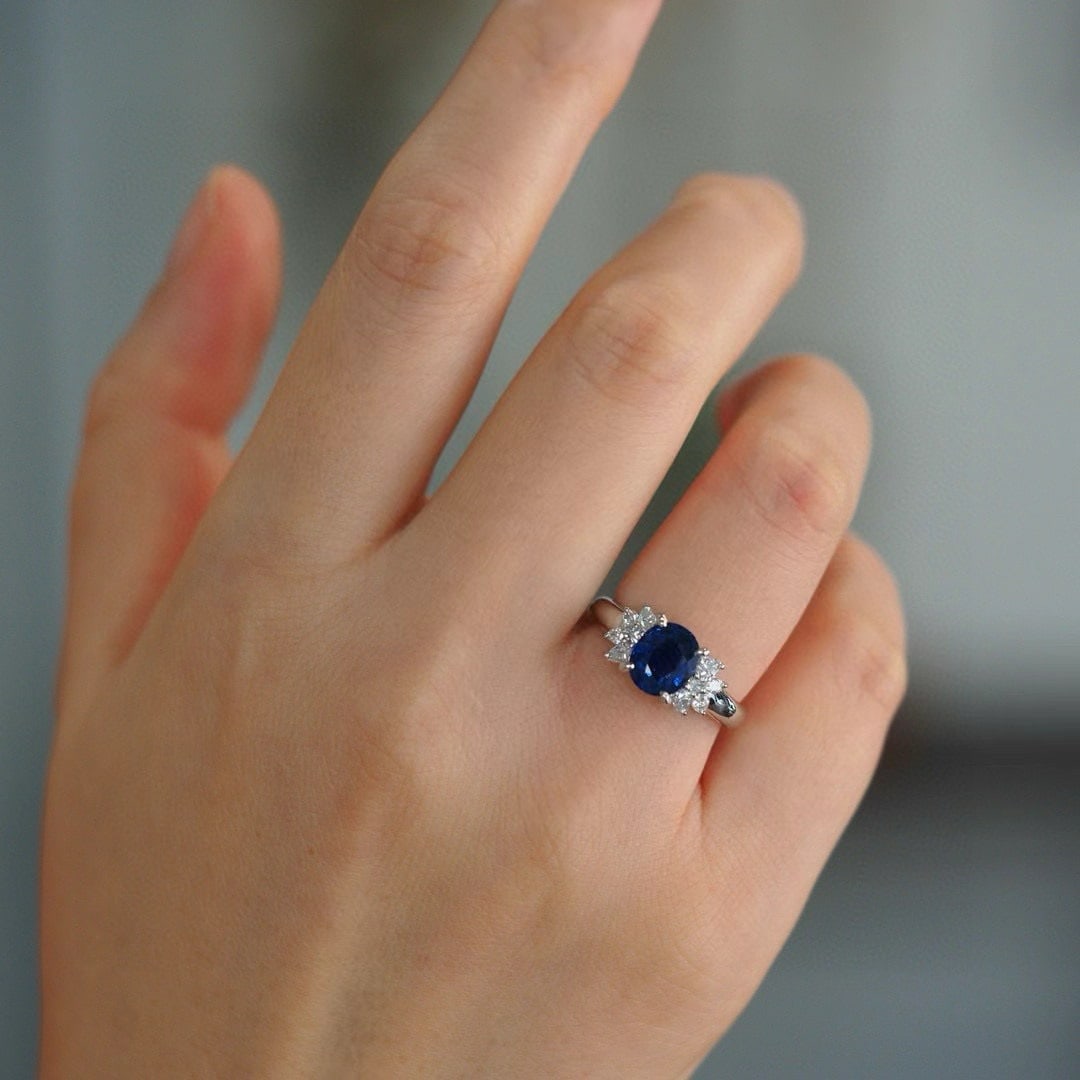 14k Gold 2.19 Ctw Natural Sapphire & Diamond Ring - 2