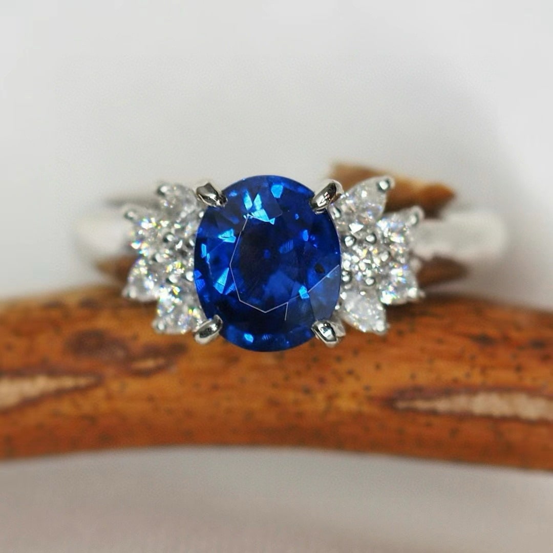 14k Gold 2.19 Ctw Natural Sapphire & Diamond Ring - 3