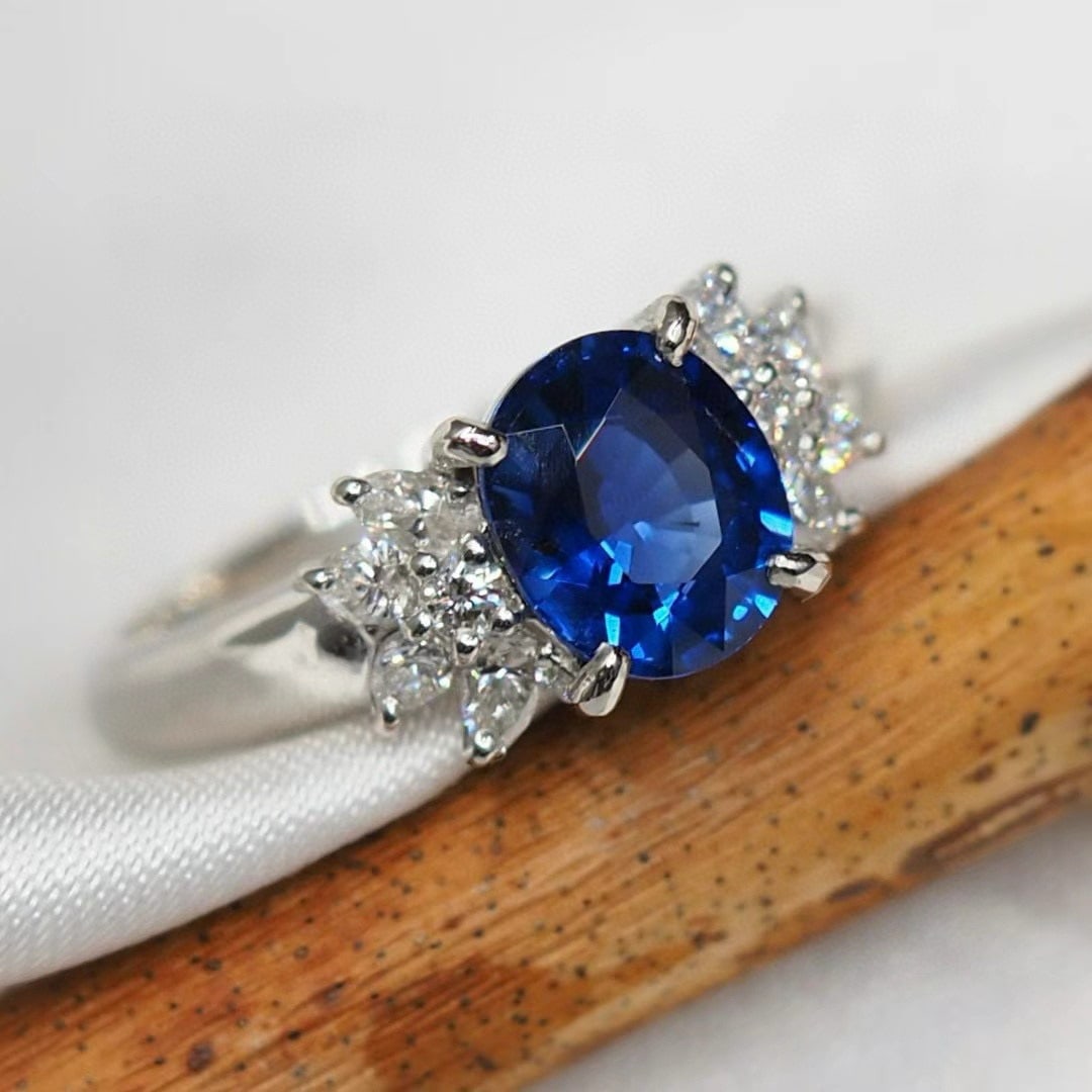 14k Gold 2.19 Ctw Natural Sapphire & Diamond Ring - 4