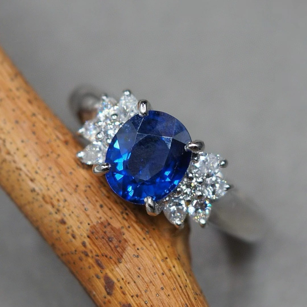 14k Gold 2.19 Ctw Natural Sapphire & Diamond Ring - 5