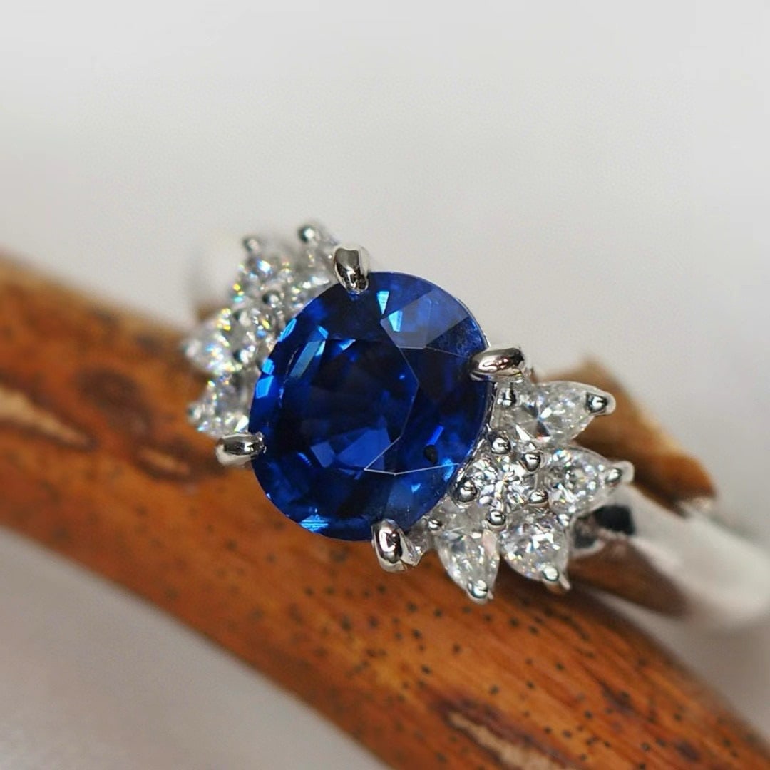 14k Gold 2.19 Ctw Natural Sapphire & Diamond Ring - 6