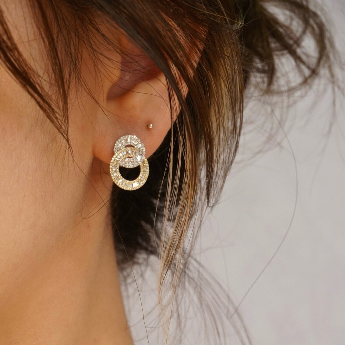 14k Gold 0.92 Ct Natural H Diamond Earrings - 6