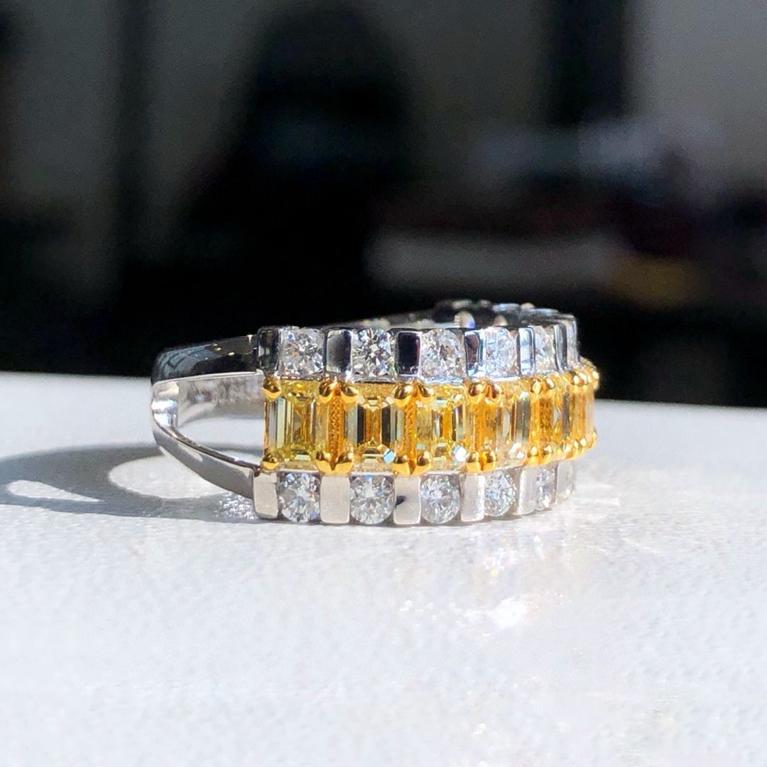 14k Gold 2.53 Ctw Natural Yellow Diamond & Diamond Ring - 3
