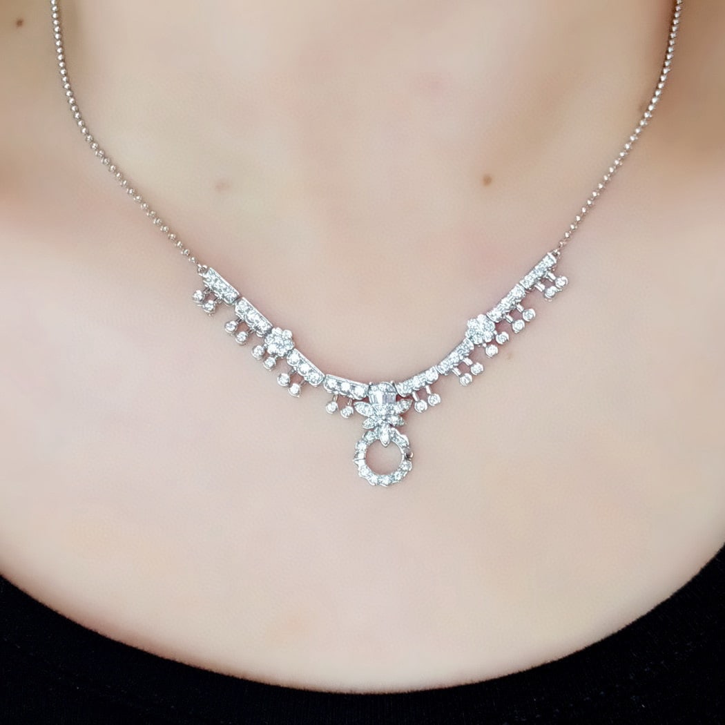 14k Gold 1.16 Ct Natural H Diamond Necklace - 3