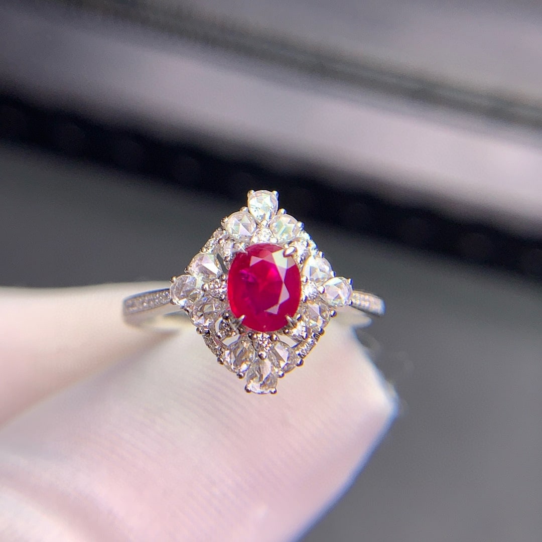 14k Gold 0.79 Ct Natural Ruby & Diamond Ring - 4