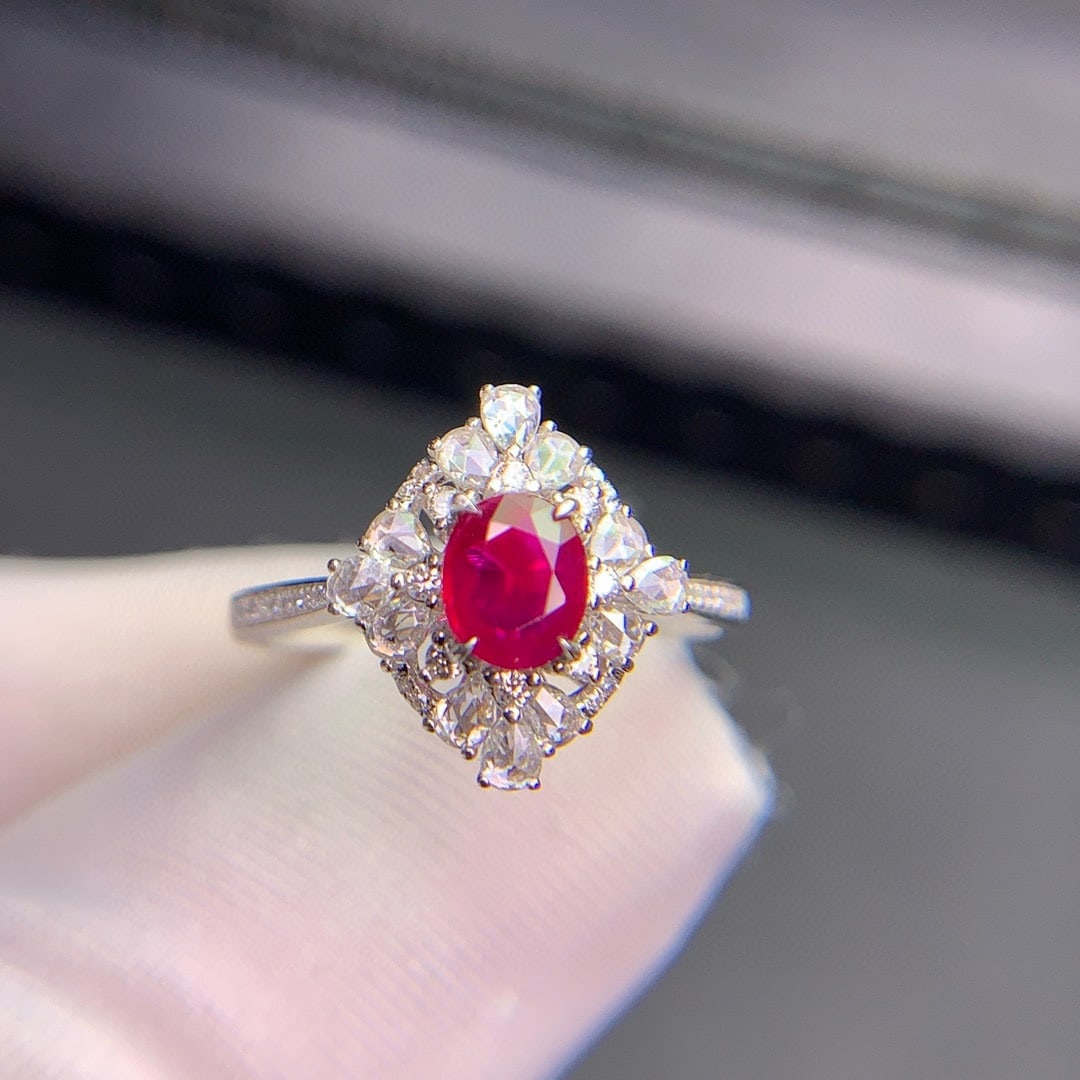 14k Gold 0.79 Ct Natural Ruby & Diamond Ring - 5