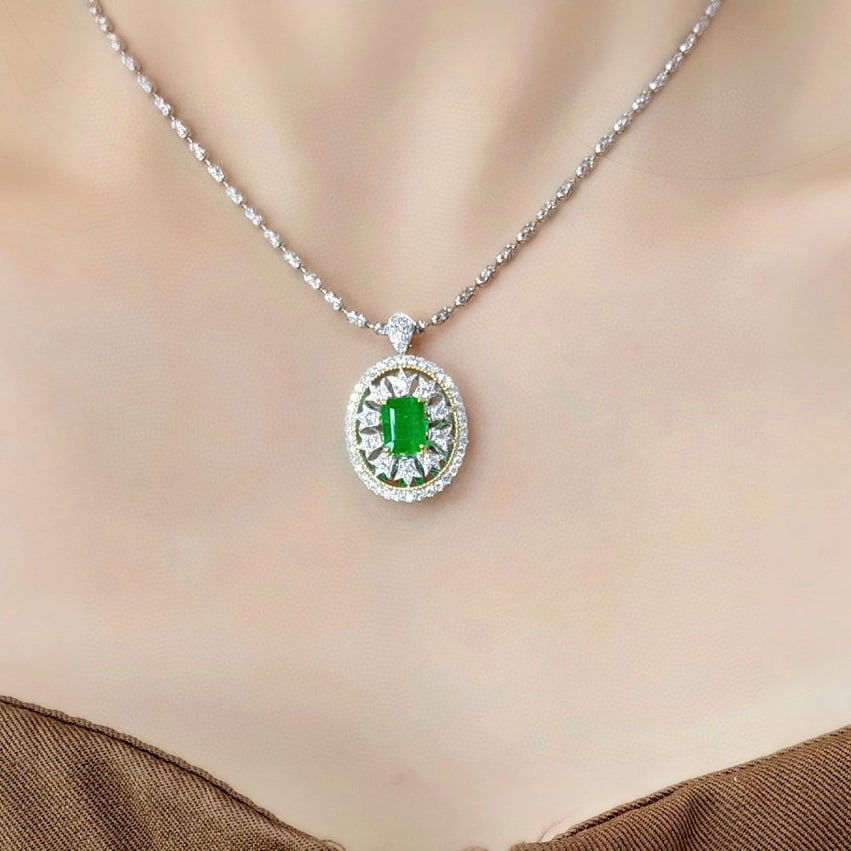 14k Gold 2.98 Ctw Vivid Green Natural Emerald & Diamond Ring/pendant( Without Chain ) - 5