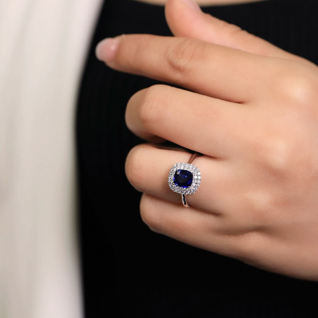 14k Gold 1.22 Ct Natural Sapphire & Diamond Ring - 8