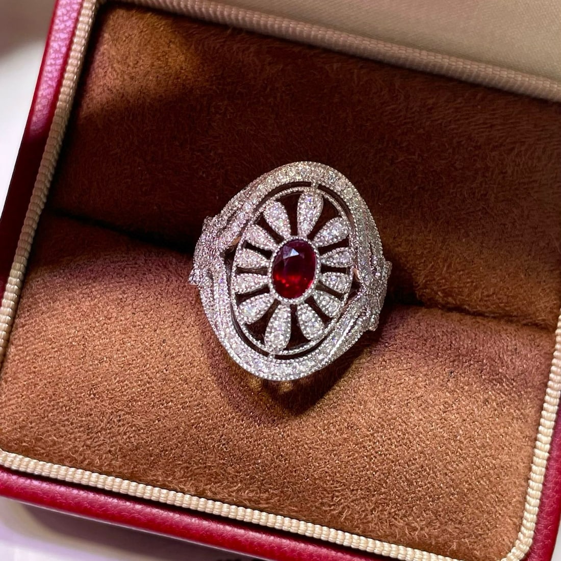 14k Gold 0.94 Ctw Natural Ruby & Diamond Ring - 2