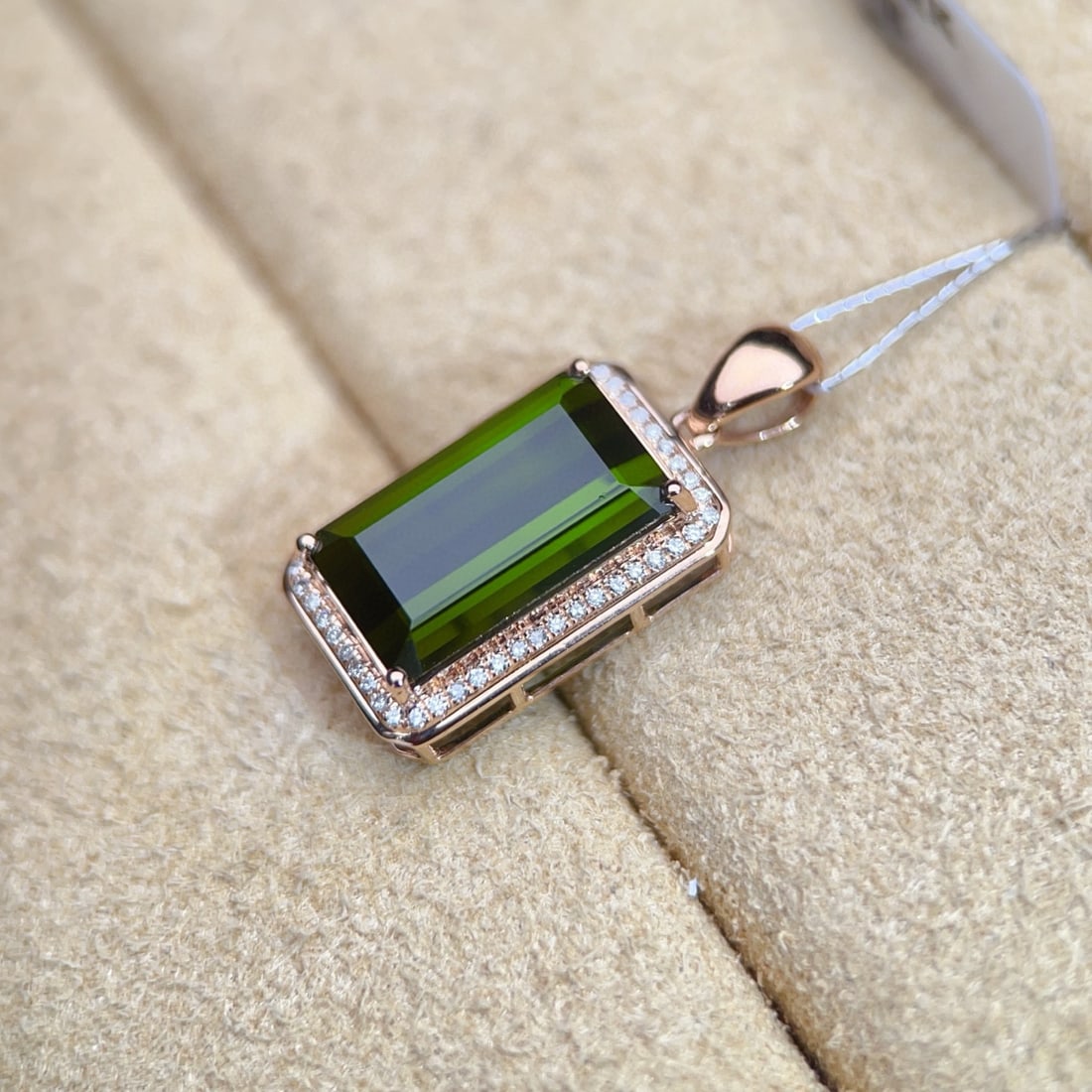 14k Gold 4.65 Ctw Natural Tourmaline & Diamond Pendant( Without Chain ) - 3