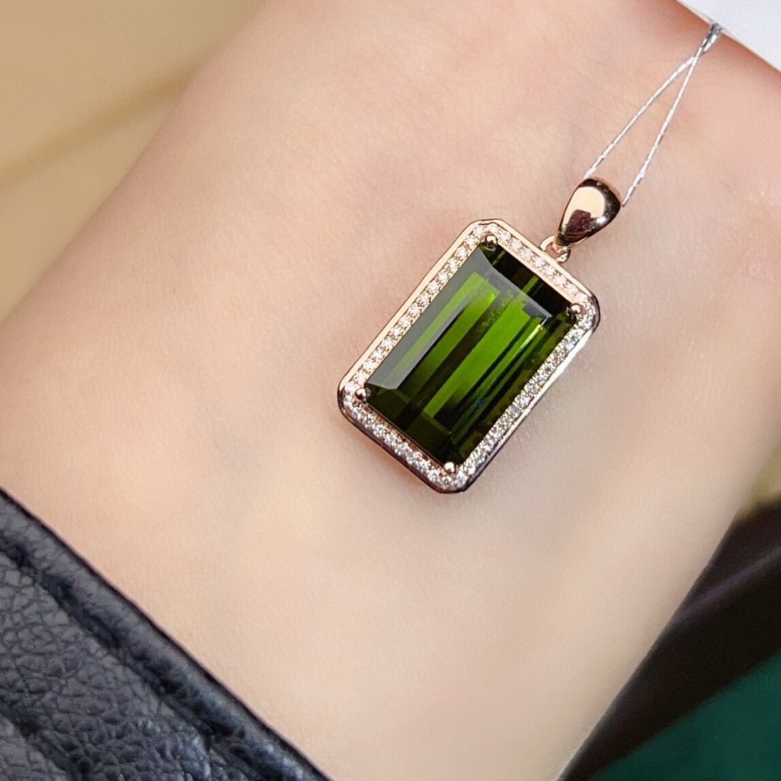 14k Gold 4.65 Ctw Natural Tourmaline & Diamond Pendant( Without Chain ) - 5