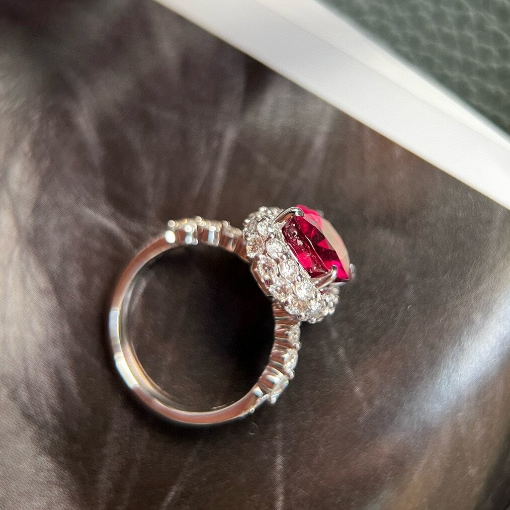 14k Gold 5.65 Ctw Natural Tourmaline & Lab Grown Diamond Ring - 2