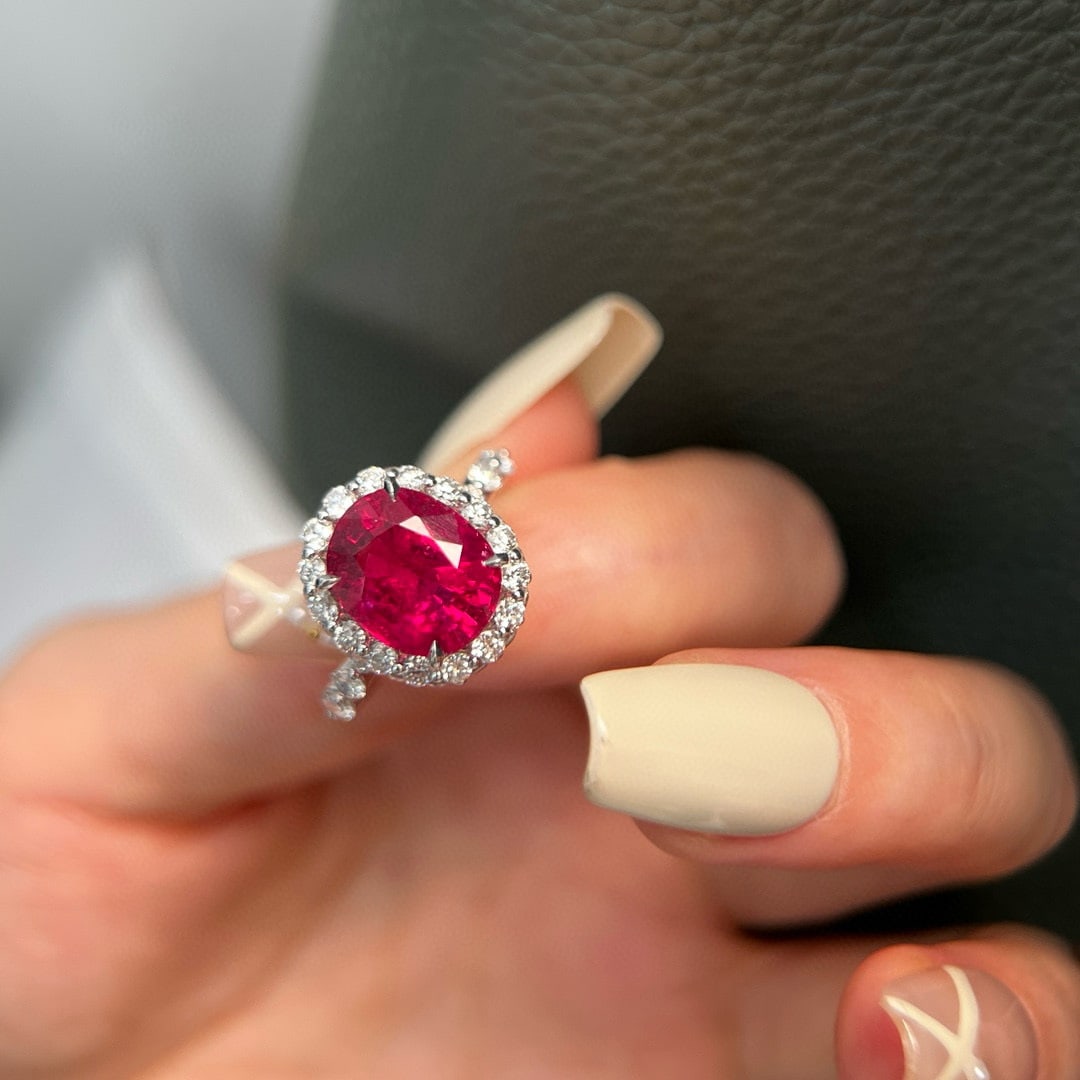 14k Gold 5.65 Ctw Natural Tourmaline & Lab Grown Diamond Ring - 3