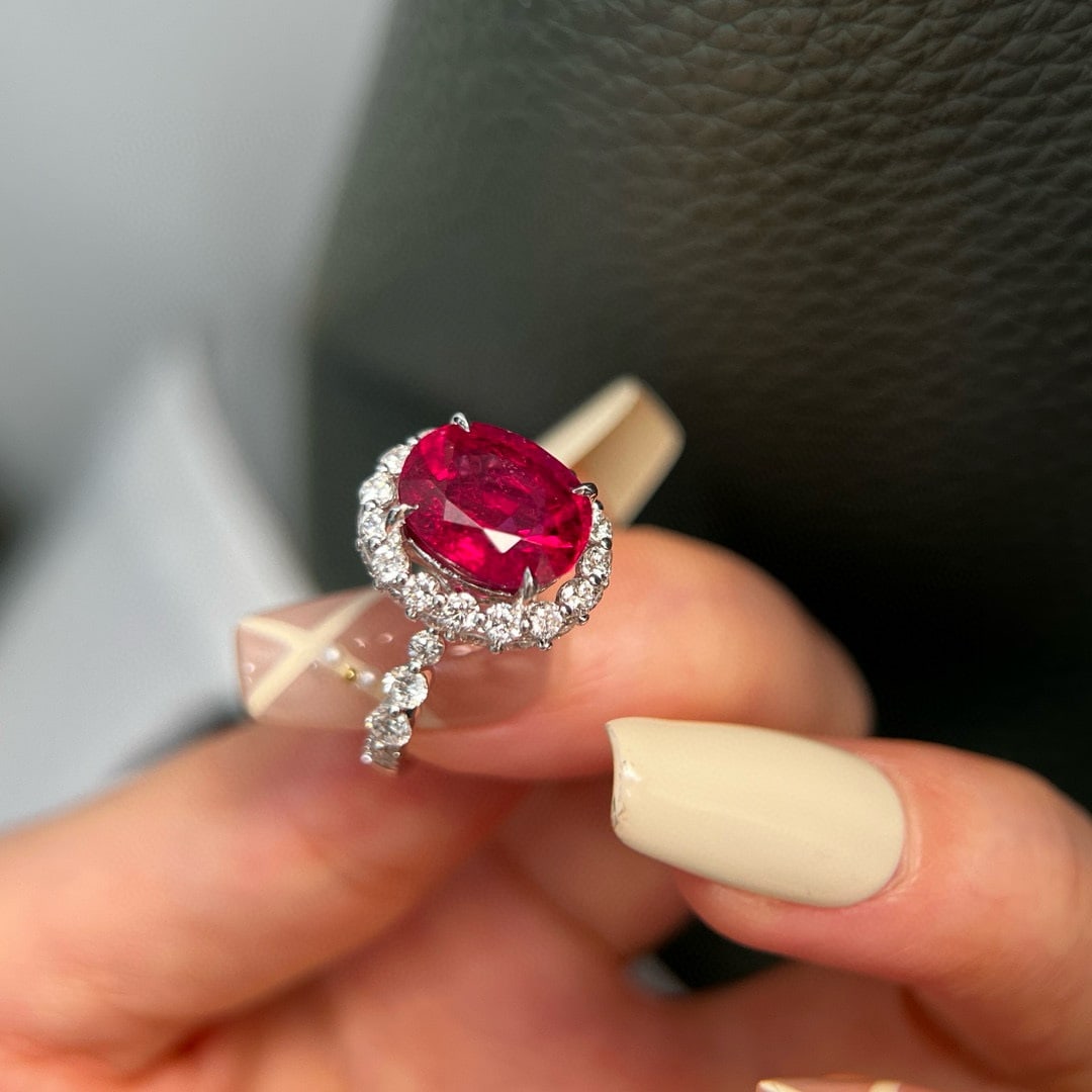 14k Gold 5.65 Ctw Natural Tourmaline & Lab Grown Diamond Ring - 4