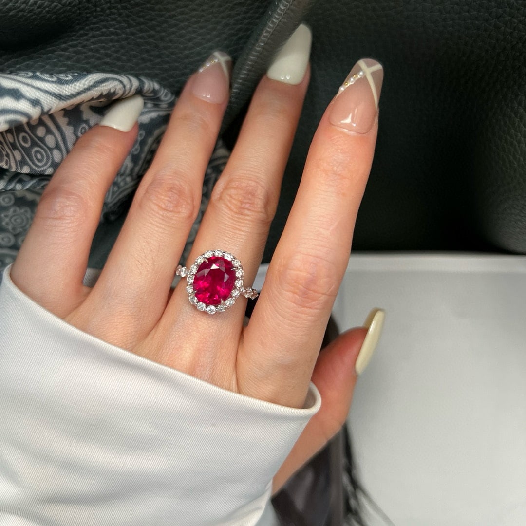 14k Gold 5.65 Ctw Natural Tourmaline & Lab Grown Diamond Ring - 6