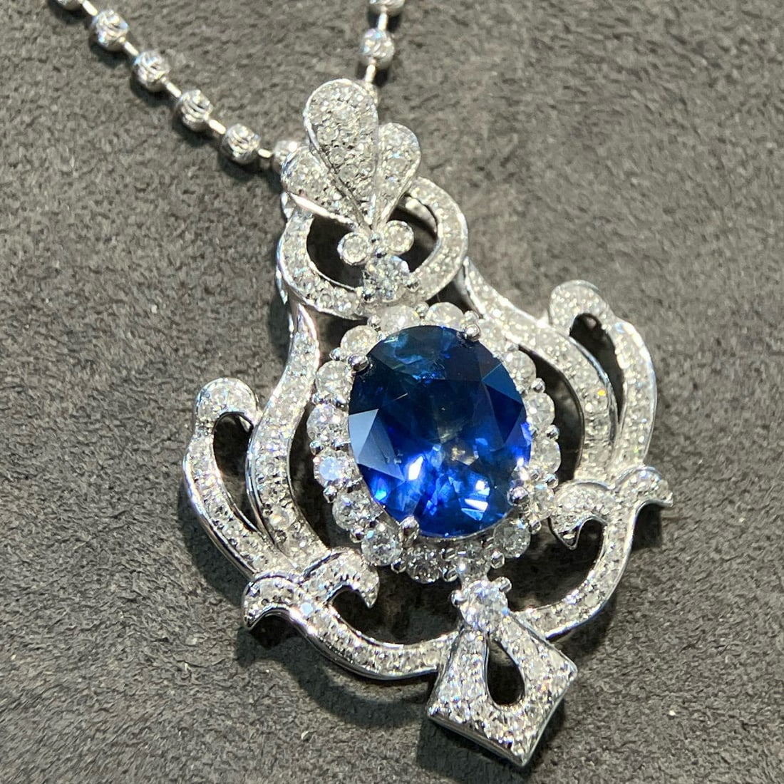 14k Gold 2.94 Ctw Natural Sapphire & Diamond Pendant( Without Chain ) - 3