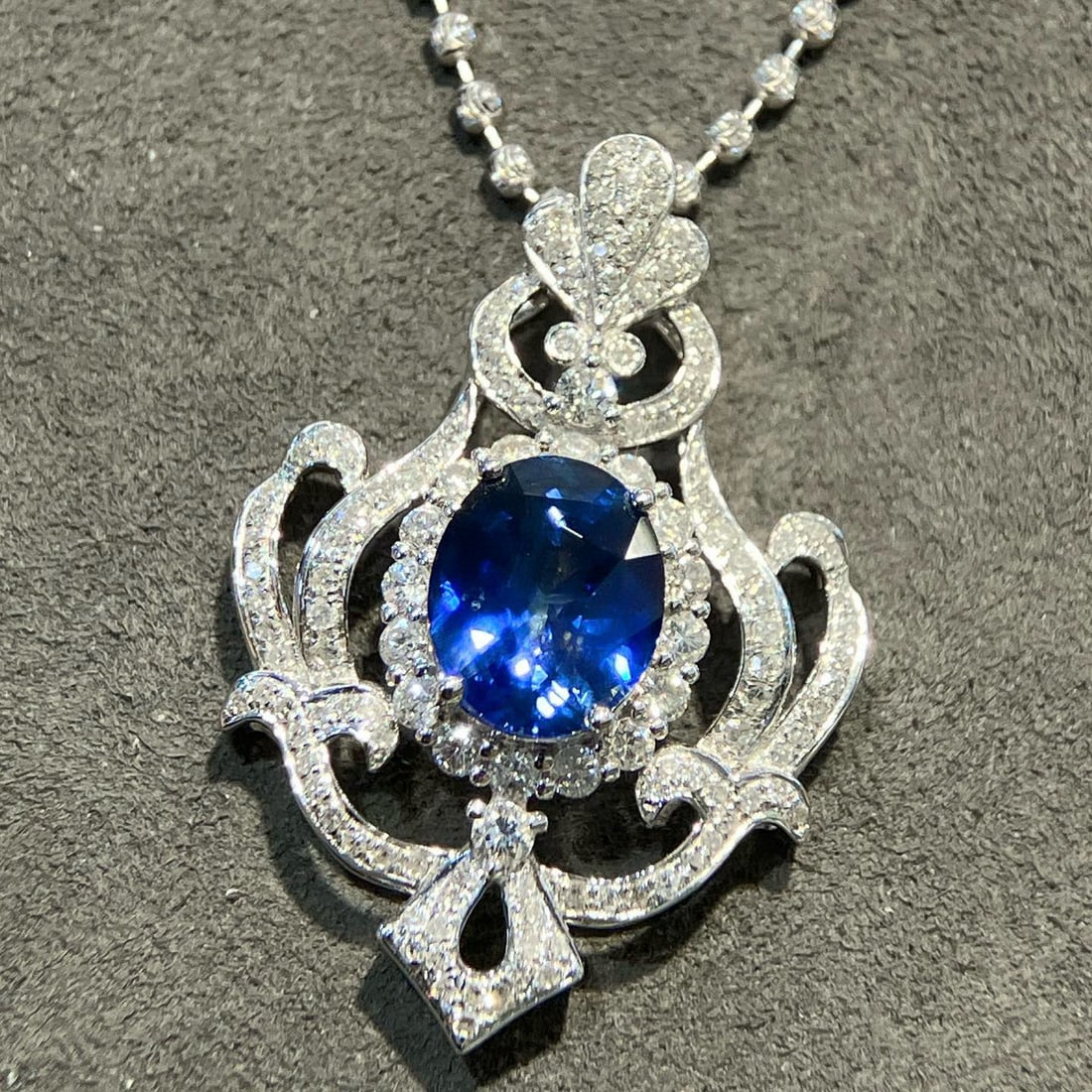 14k Gold 2.94 Ctw Natural Sapphire & Diamond Pendant( Without Chain ) - 4