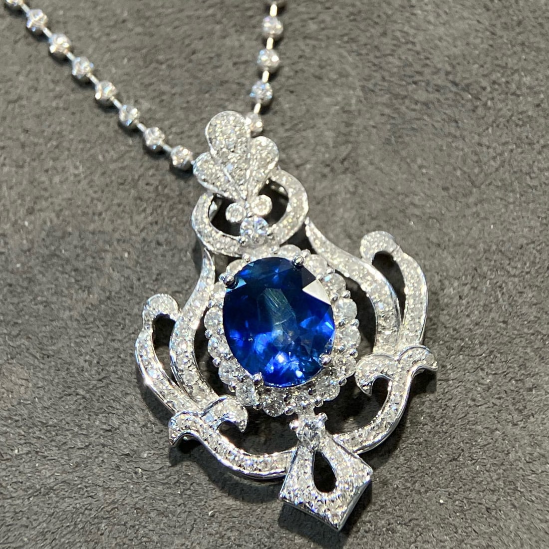 14k Gold 2.94 Ctw Natural Sapphire & Diamond Pendant( Without Chain ) - 5