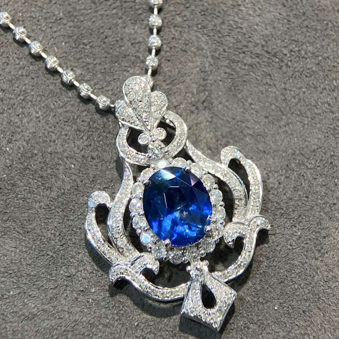 14k Gold 2.94 Ctw Natural Sapphire & Diamond Pendant( Without Chain ) - 7