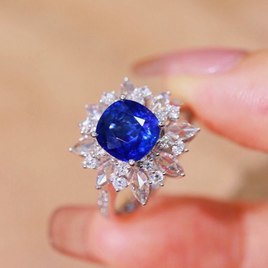 14k Gold 3.15 Ctw Natural Sapphire & Diamond Ring - 2