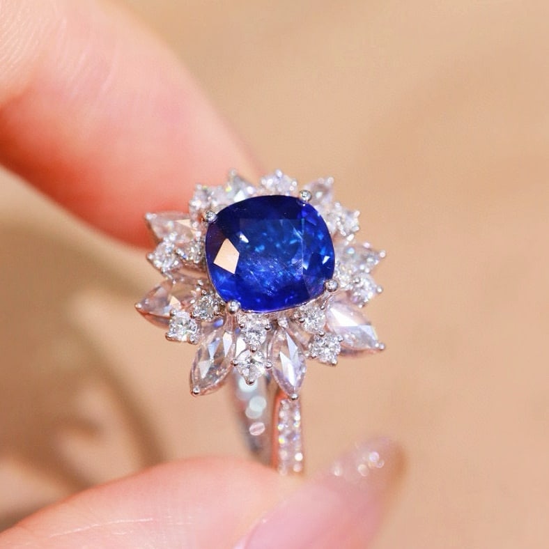 14k Gold 3.15 Ctw Natural Sapphire & Diamond Ring - 3