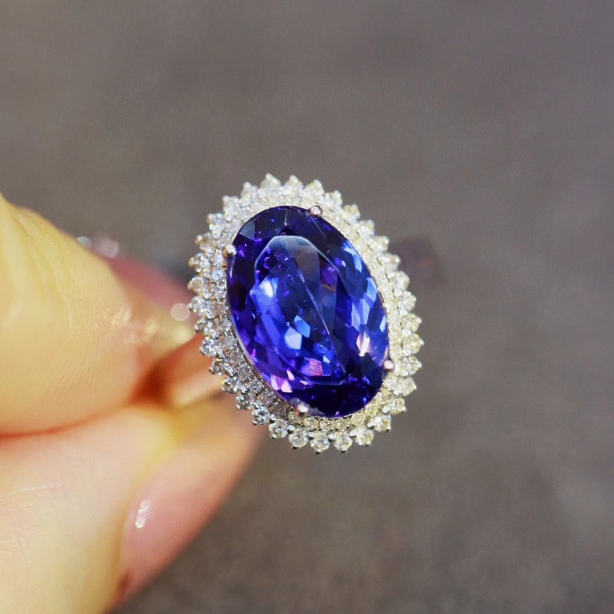 14k Gold 3.53 Ctw Natural Tanzanite & Diamond Ring - 6