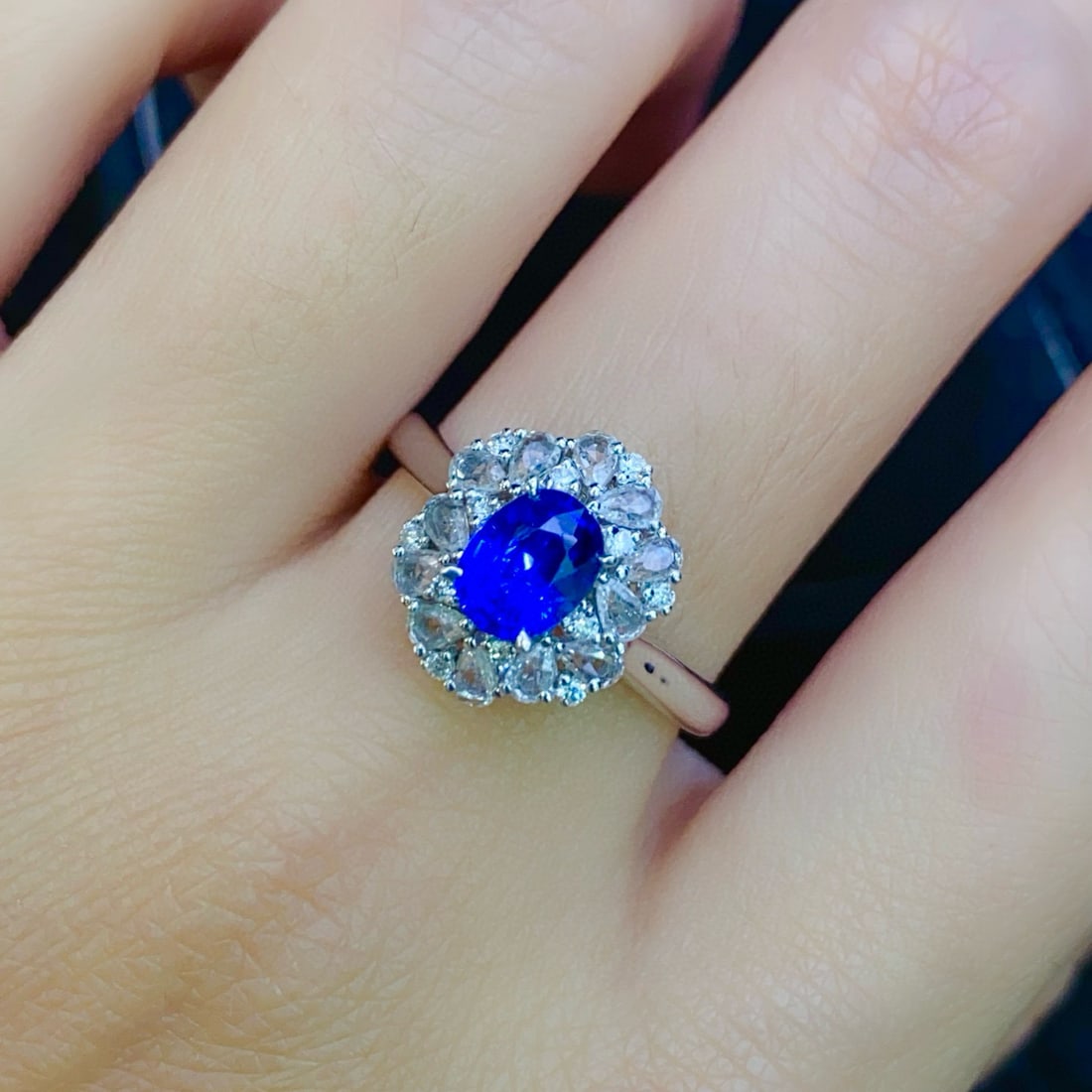 14k Gold 1 Ct Natural Sapphire & Sapphire & Diamond Ring - 5