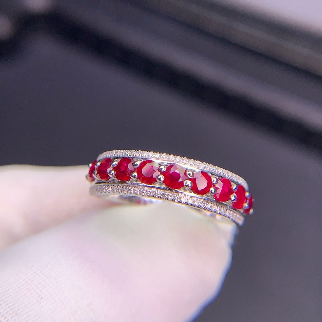 14k Gold 1.01 Ct Natural Ruby & Diamond Ring - 7