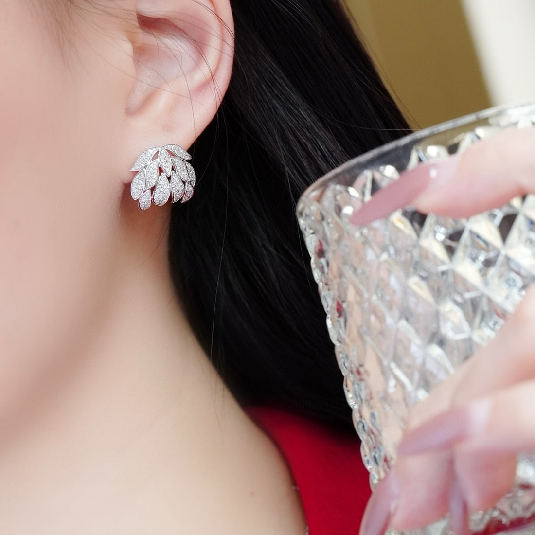 14k Gold 0.76 Ct Natural H Diamond Earrings - 4