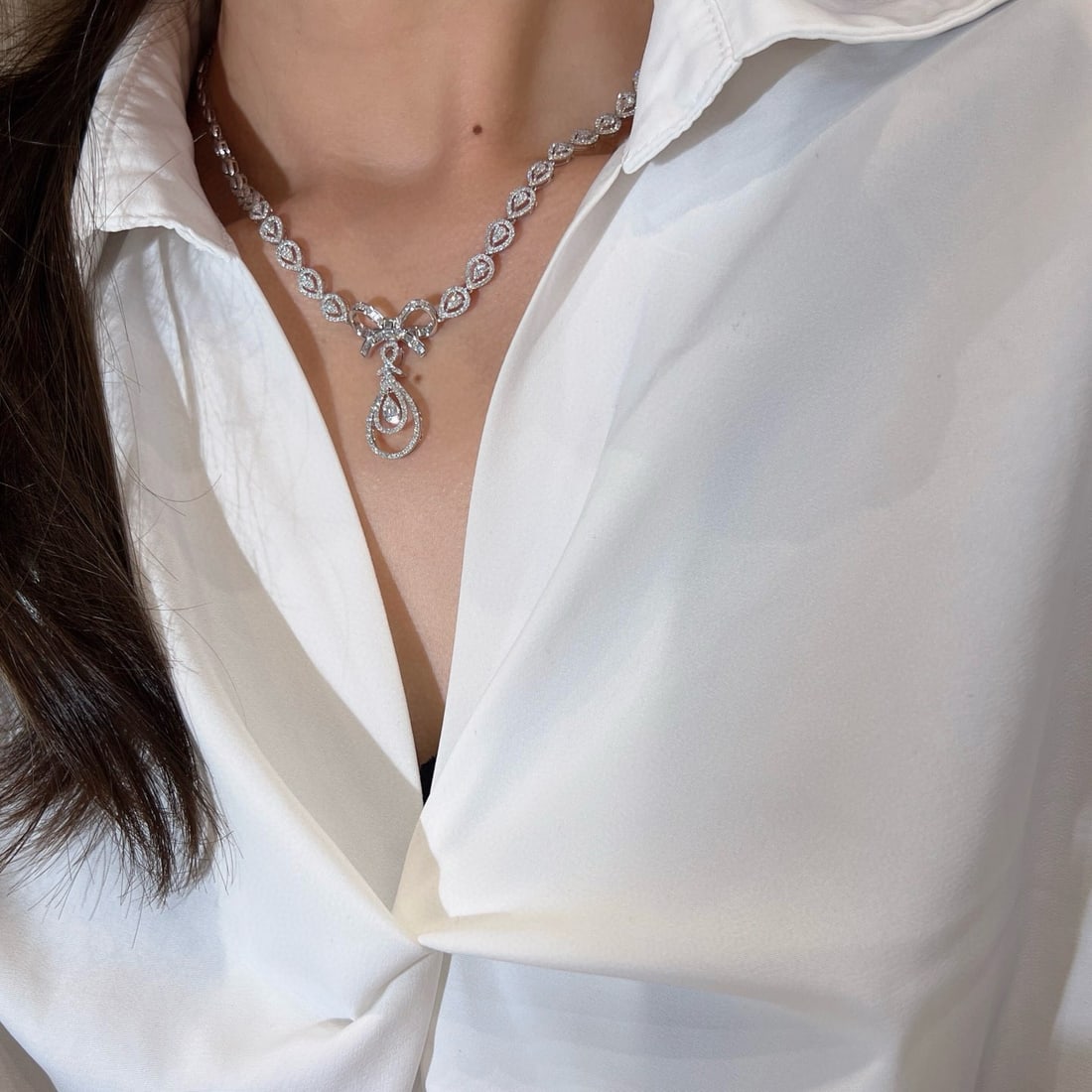 14k Gold 2.38 Ct Natural H Diamond Necklace - 6