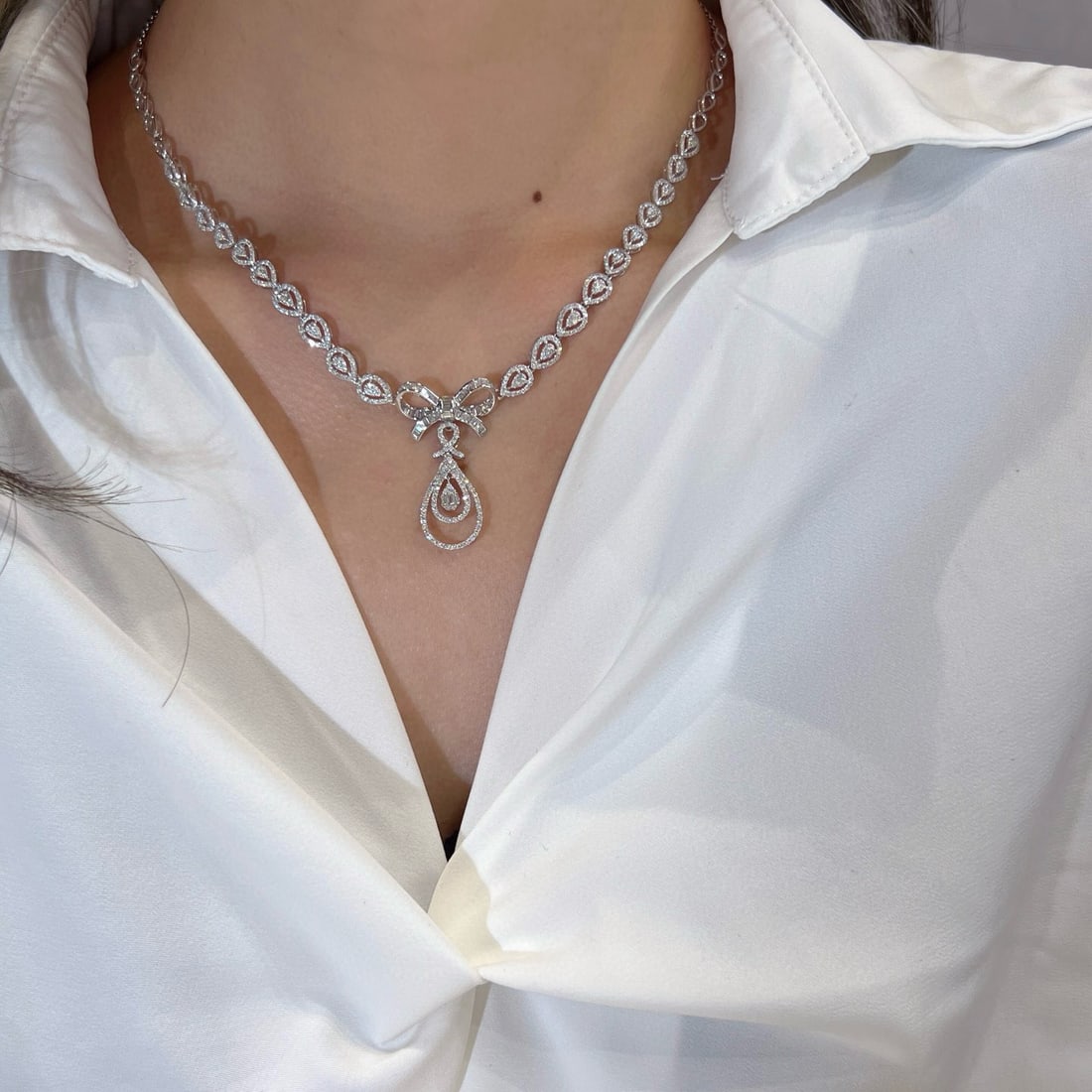 14k Gold 2.38 Ct Natural H Diamond Necklace - 7