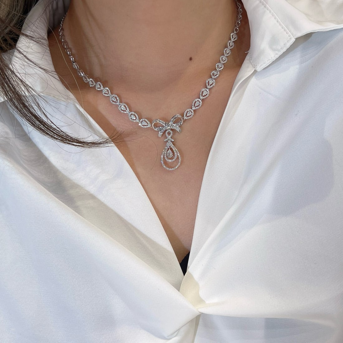 14k Gold 2.38 Ct Natural H Diamond Necklace - 8