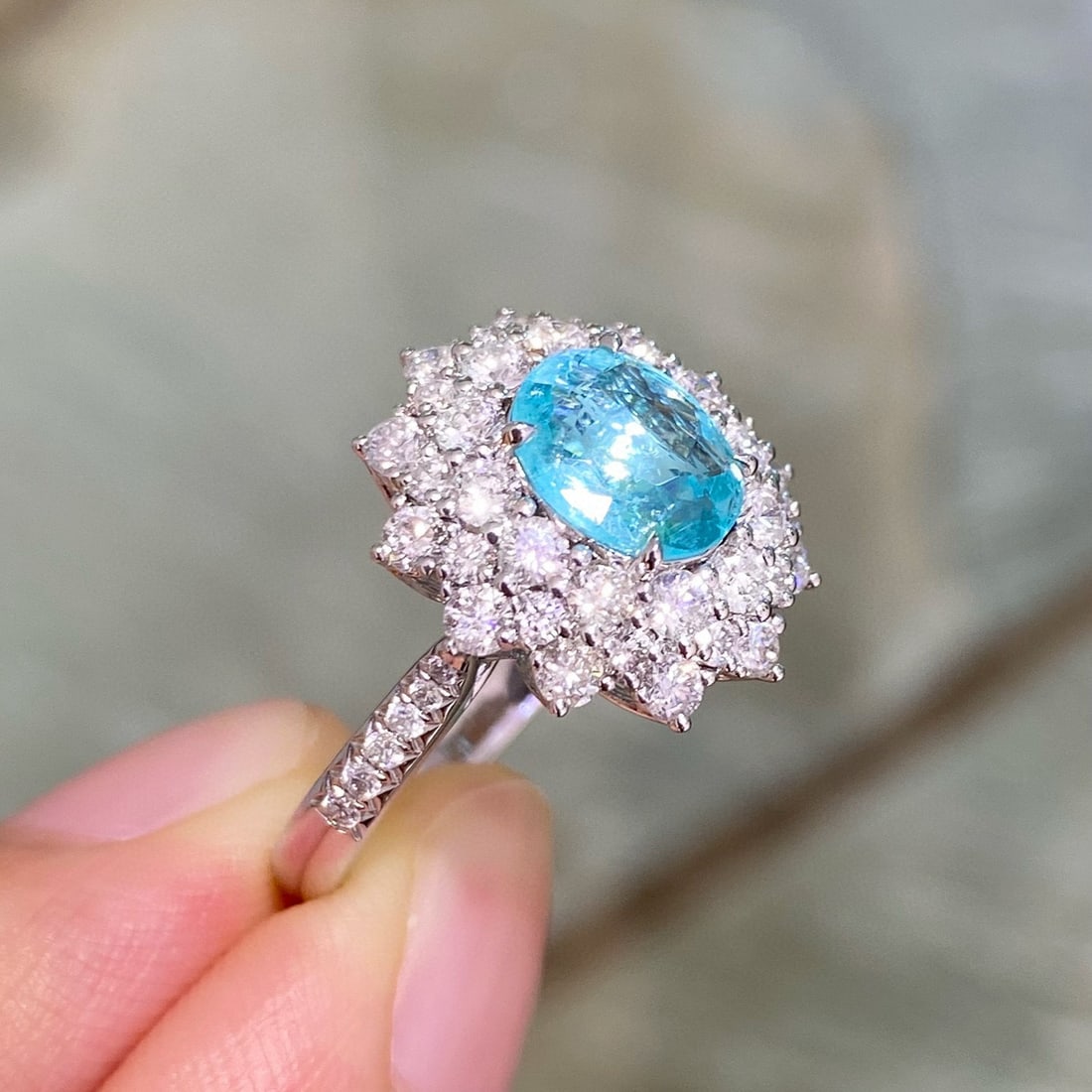 14k Gold 2.07 Ctw Natural Paraiba Tourmaline & Diamond Ring - 3