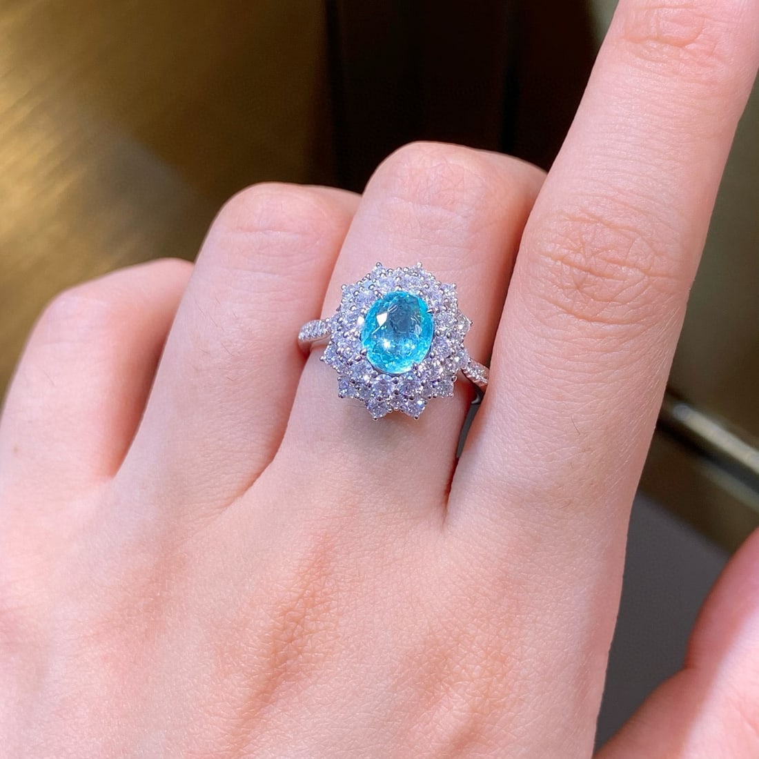 14k Gold 2.07 Ctw Natural Paraiba Tourmaline & Diamond Ring - 4