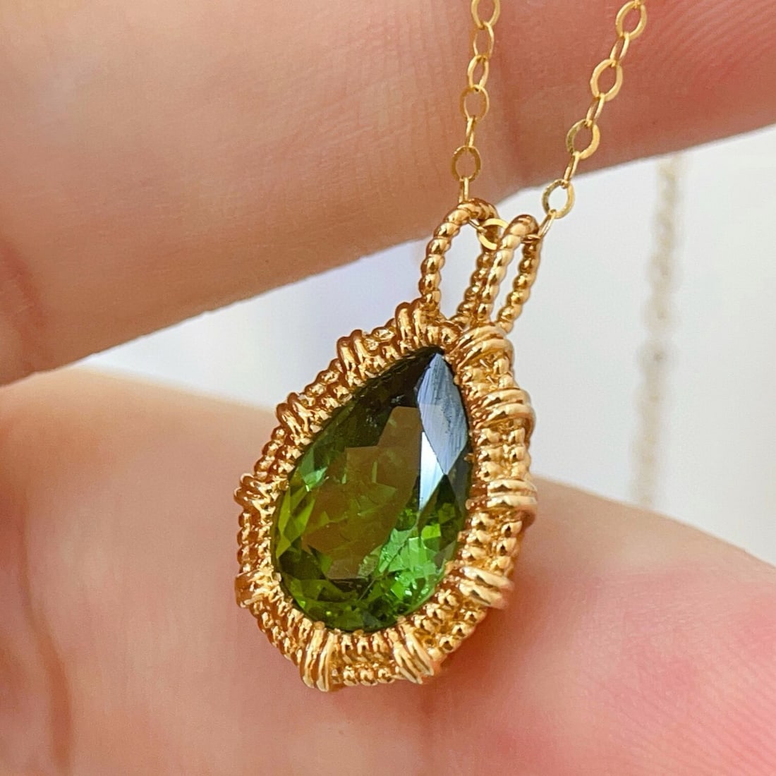 14k Gold 2.19 Ct Natural Tourmaline Pendant( Without Chain ) - 2