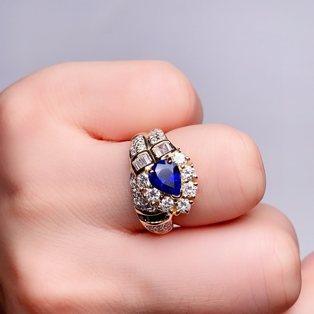 14k Gold 1.63 Ctw Natural Sapphire & Diamond Ring - 2