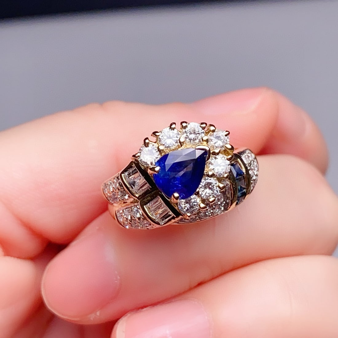 14k Gold 1.63 Ctw Natural Sapphire & Diamond Ring - 3