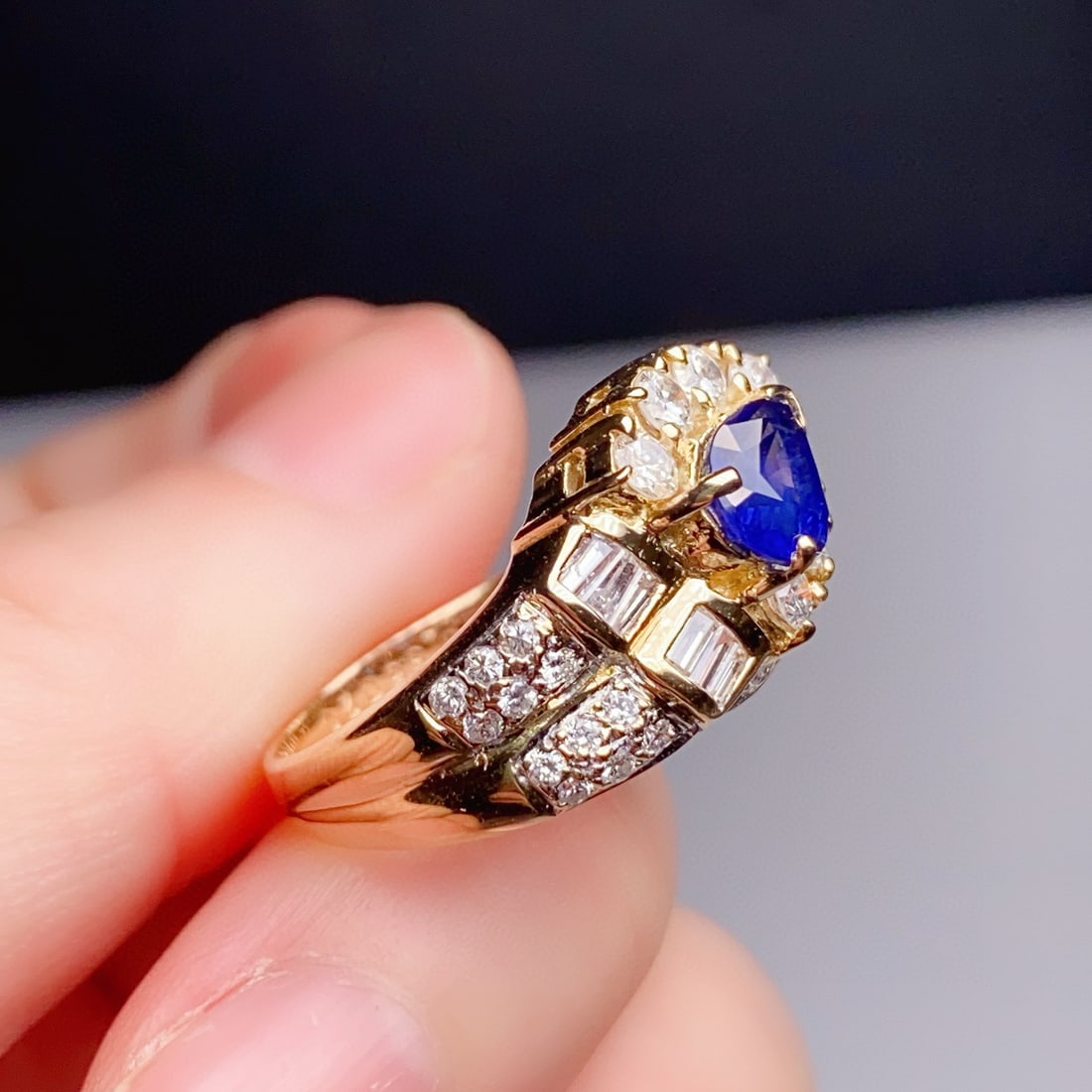 14k Gold 1.63 Ctw Natural Sapphire & Diamond Ring - 4