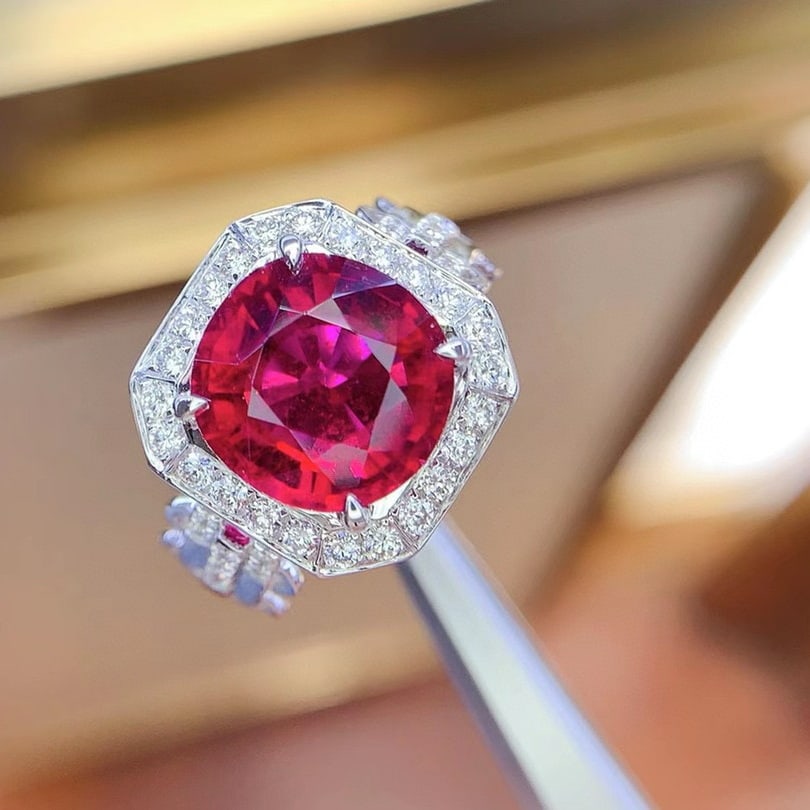 14k Gold 4.48 Ctw Natural Tourmaline & Diamond Ring - 2