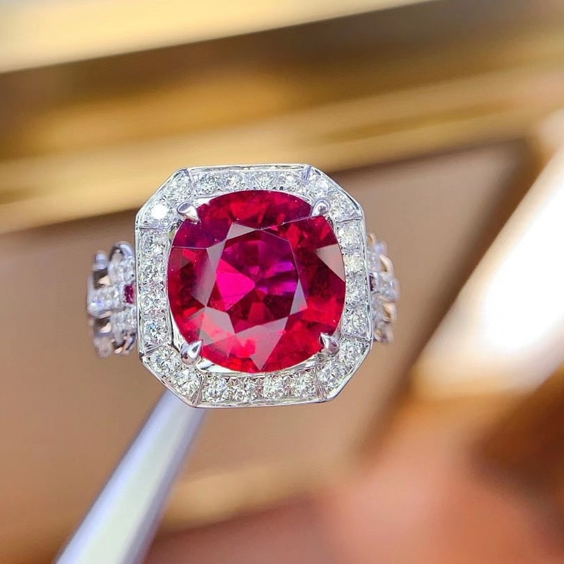 14k Gold 4.48 Ctw Natural Tourmaline & Diamond Ring - 5