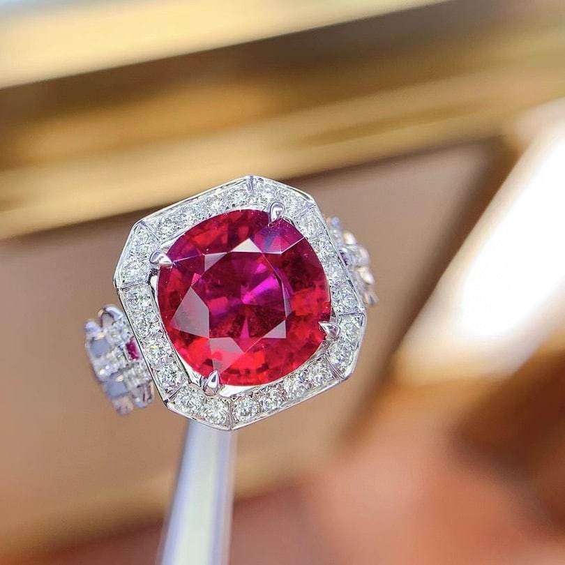 14k Gold 4.48 Ctw Natural Tourmaline & Diamond Ring - 6