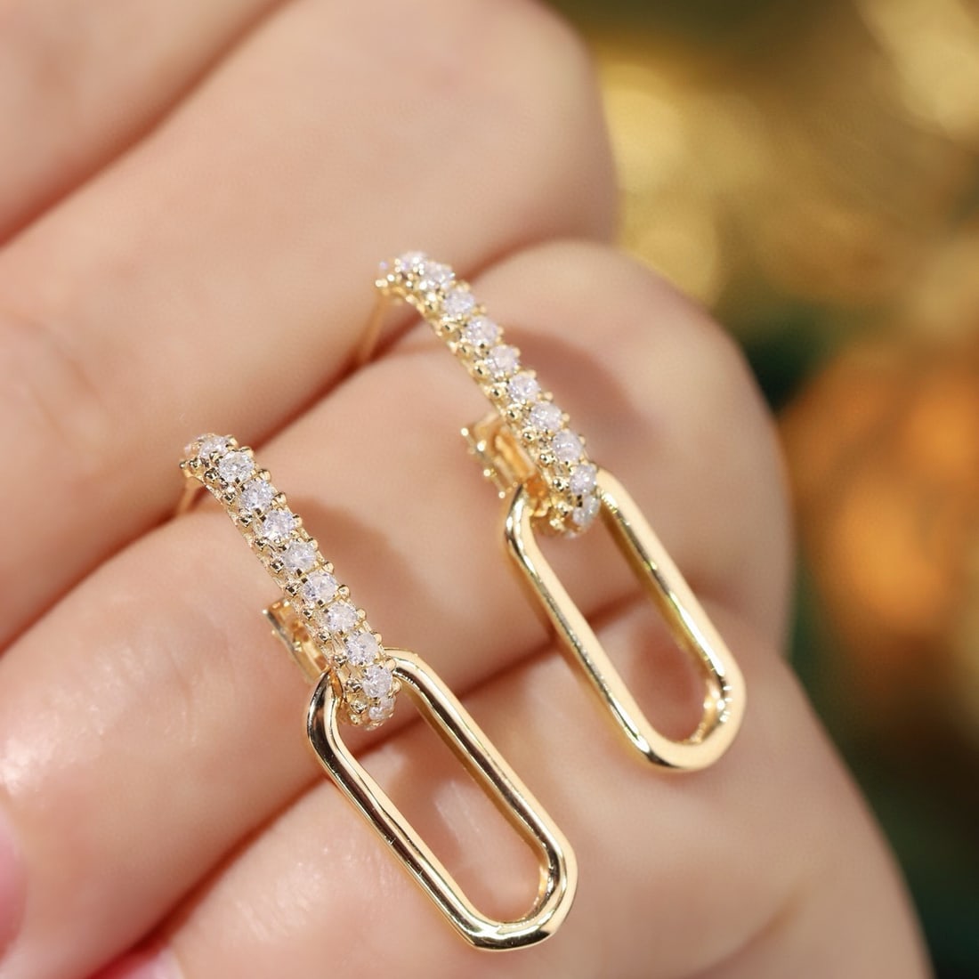 14k Gold 0.46 Ct Natural H Diamond Earrings - 4