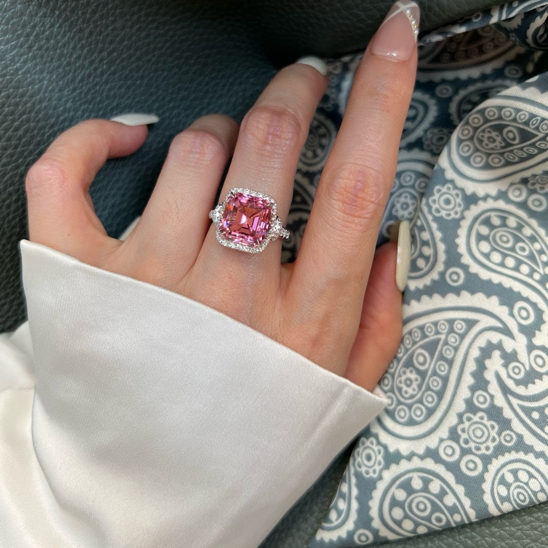 14k Gold 7.94 Ctw Natural Tourmaline & Lab Grown Diamond Ring - 2