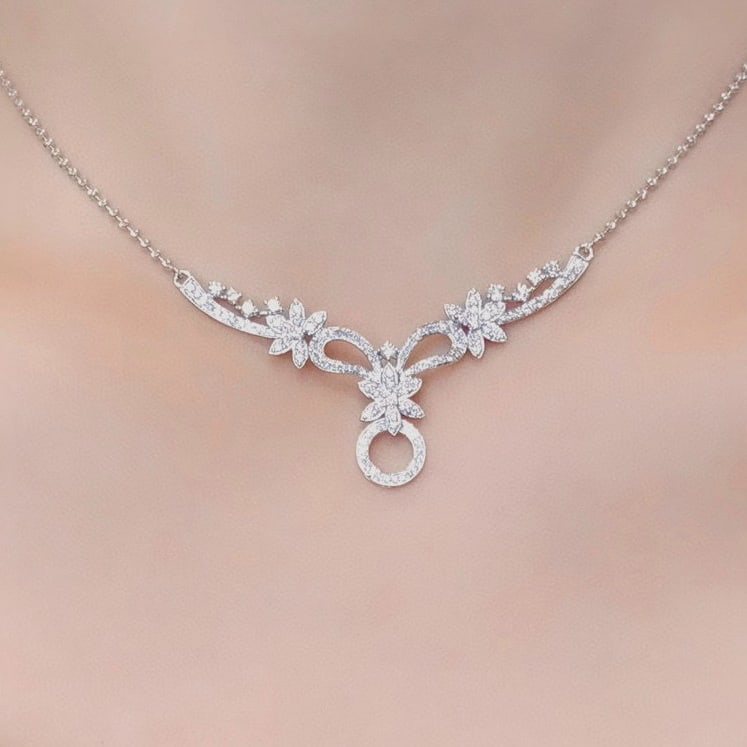 14k Gold 0.89 Ct Natural H Diamond Necklace - 3