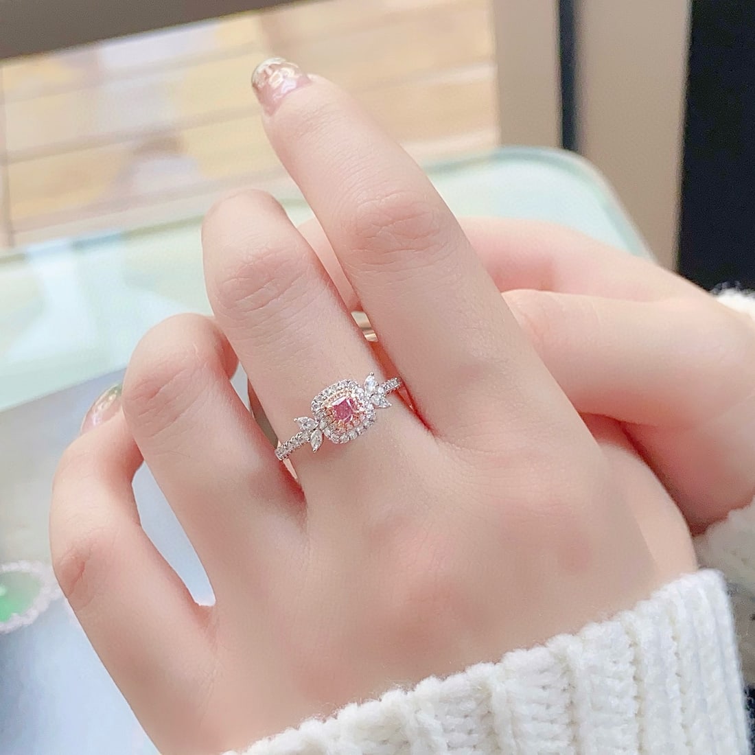 14k Gold 0.42 Ctw Natural Pink Diamond & Diamond Ring - 3