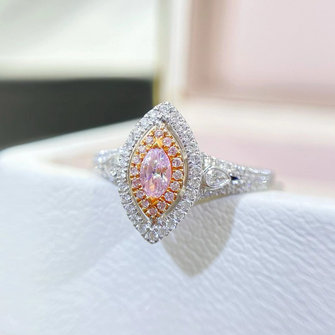 14k Gold 0.45 Ctw Natural Pink Diamond & Diamond Ring - 3