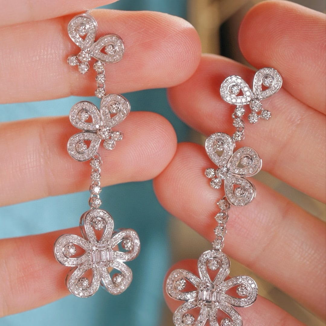 14k Gold 1.20 Ct Natural H Diamond Earrings - 3