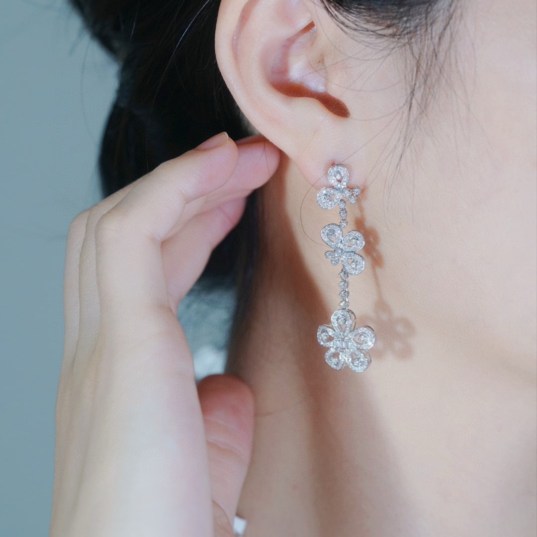 14k Gold 1.20 Ct Natural H Diamond Earrings - 4