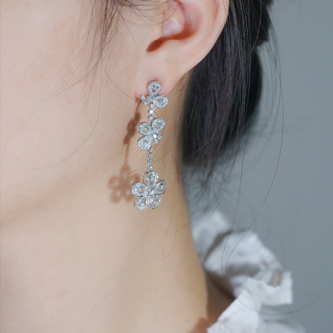 14k Gold 1.20 Ct Natural H Diamond Earrings - 5